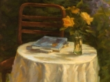 Round White Table in Summer Sun